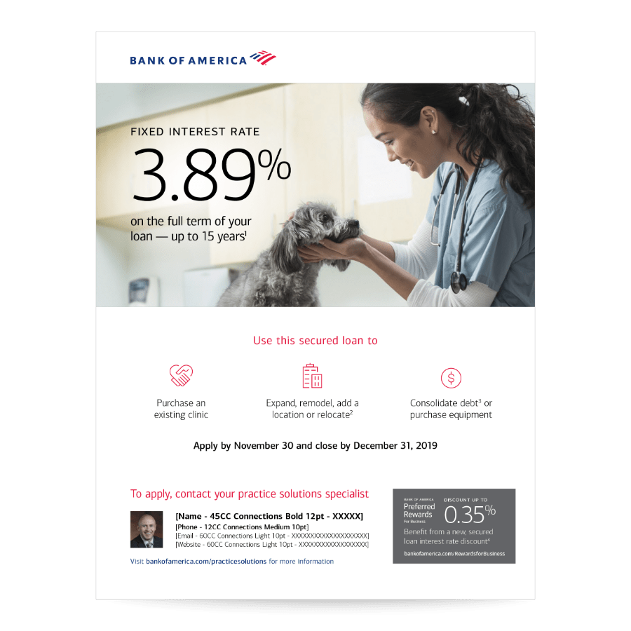 Bank of America Practice Solutions 3.89% Promotional Flyer