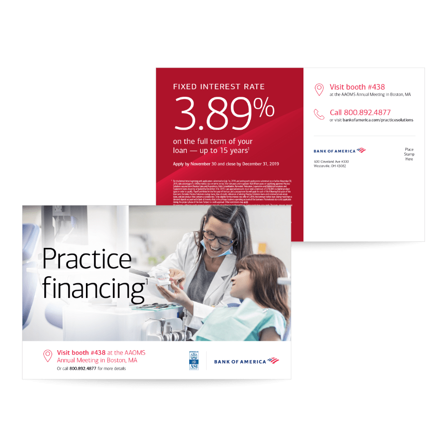 Bank of America Practice Solutions 3.89% Promotion Postcard