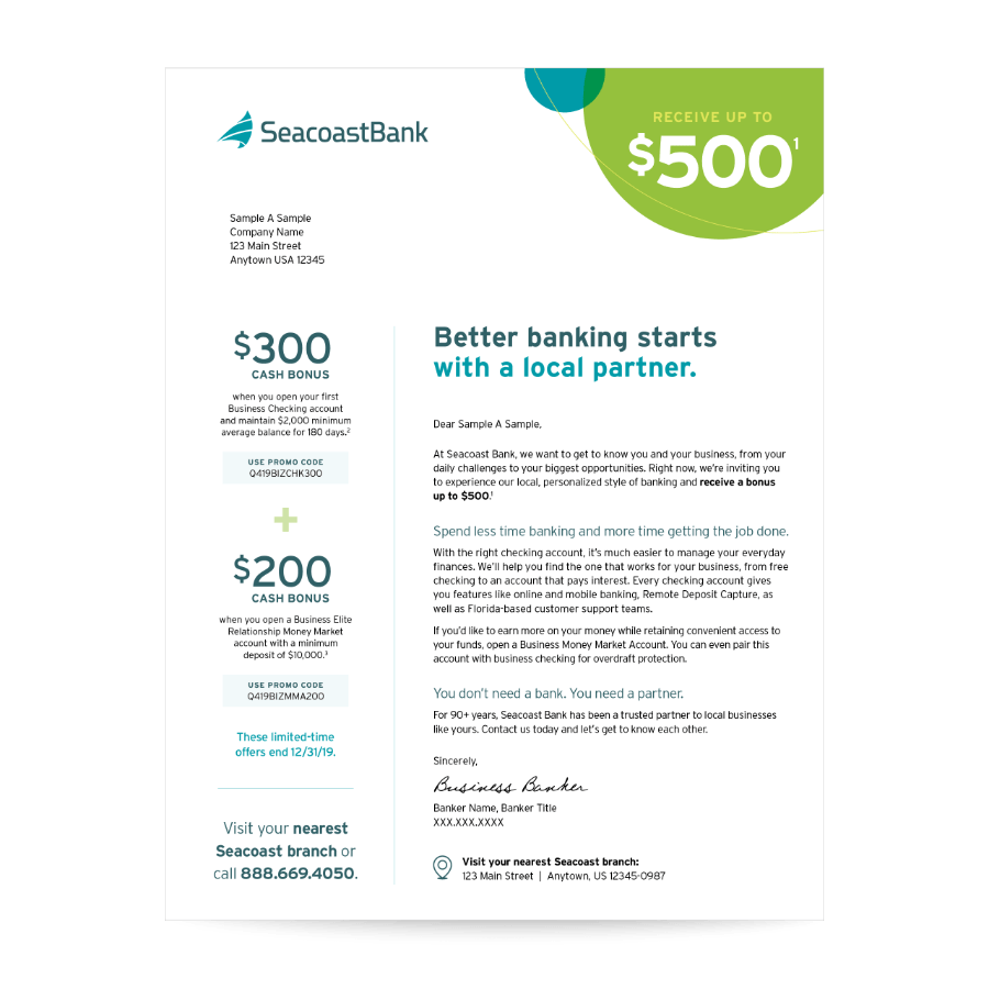 Seacoast Bank Small Business Banking Letter